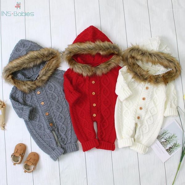 

jumpsuits baby winter clothing cotton kniting bodysuit girls warm long jumpsuit long-sleeved body suit boys clothes with fur hooded1, Blue