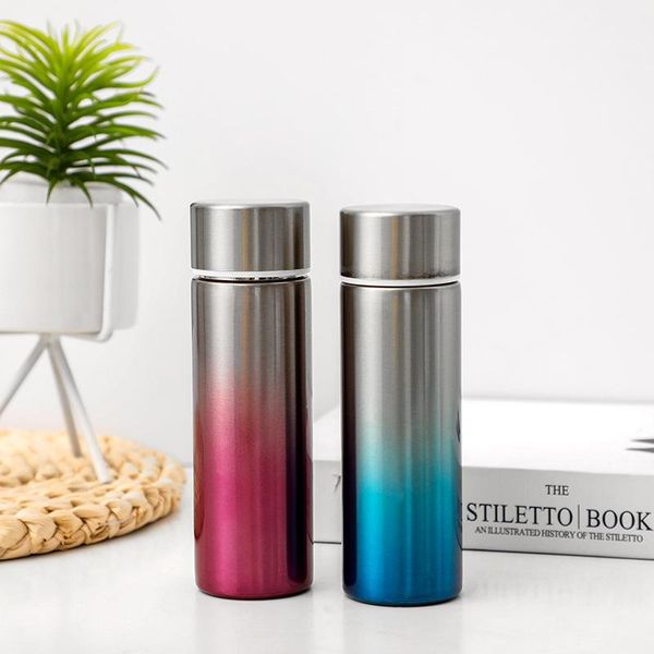 

water bottles mini small capacity stainless steel insulation cup outdoor pocket wolf fashion gradient color portable straight