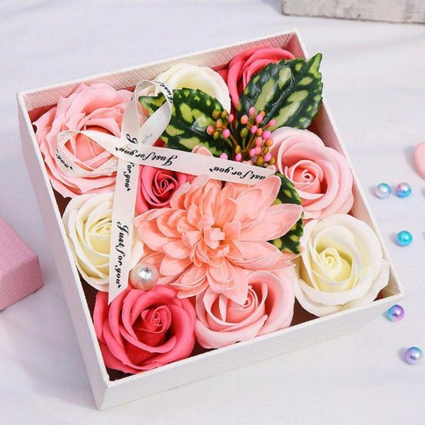 

decorative flowers & wreaths mother's day gift soap flower bouquet simulation carnation small square box for wedding valentine's 8