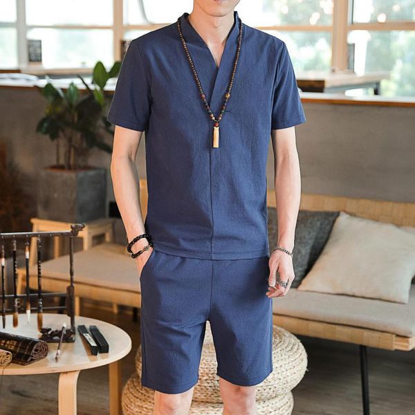 

men's tracksuits plus size 5xl men 2 piece set gym wear short sleeve t shirt+shorts v-neck summer two sport suits xxxxl, Gray