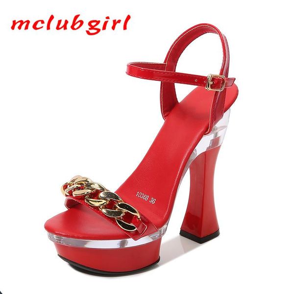 

sandals mclubgirl 14 cm high thick heel 34-43 female summer waterproof platform non-slip thick-soled shoes with buckle lfd, Black