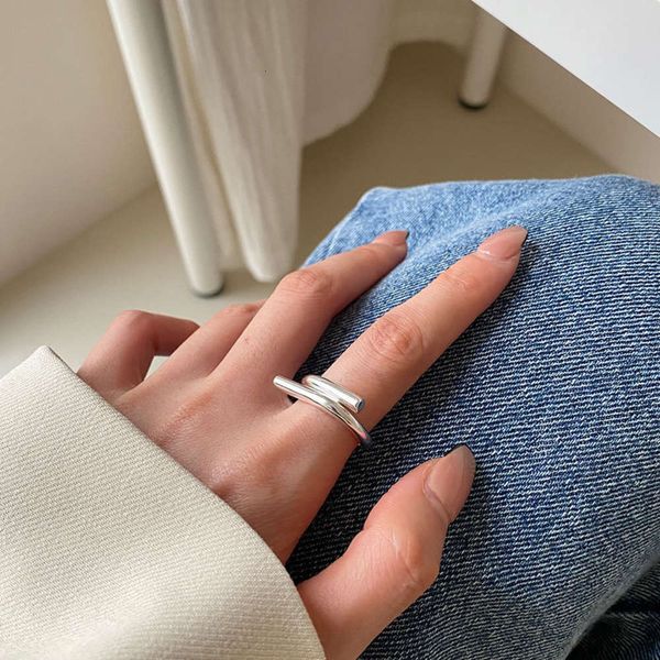 

s925 sterling silver geometric cross heavy industry simple cold wind single adjustable ring female 5845, Black