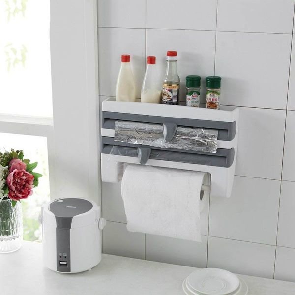 

kitchen storage & organization tin foil paper holder sauce bottle shelf portable organizer 1 pc multifunction plastic wrap cutting