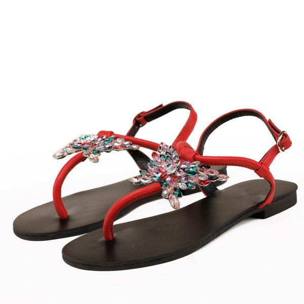 

summer rhinestone fashion outer wear sandals women's crystal flip-flops, Black