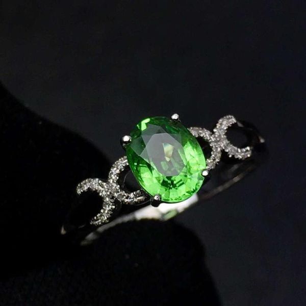 

cluster rings tsavorite ring fine jewelry real 18 k gold natural unheat 1.3ct gemstones tsavorites female wedding, Golden;silver