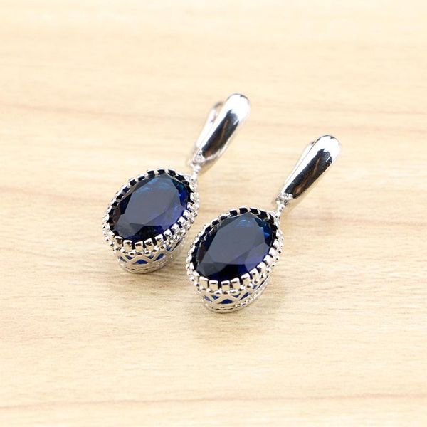 

dangle & chandelier silver 925 jewelry blue cubic zirconia drop earrings for women gifts box