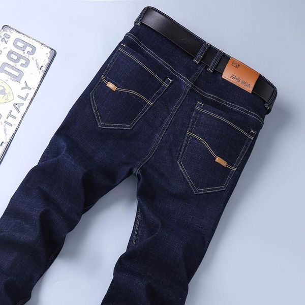 

men's jeans large size 40 42 44 classic style business 2021 fashion small straight stretch denim trousers pants, Blue