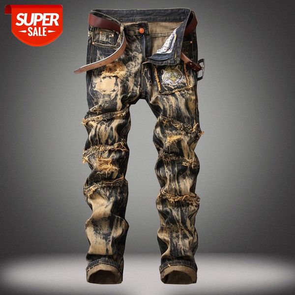 

men's jeans with ripped holes in europe and america #lk3s, Blue