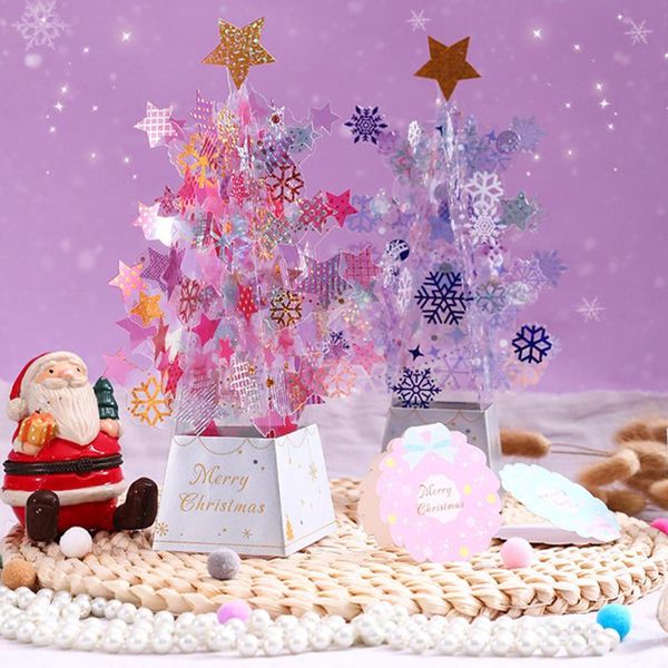 

greeting cards christmas tree -up card 3d gift thanksgiving transparent stars snowflakes hyd88