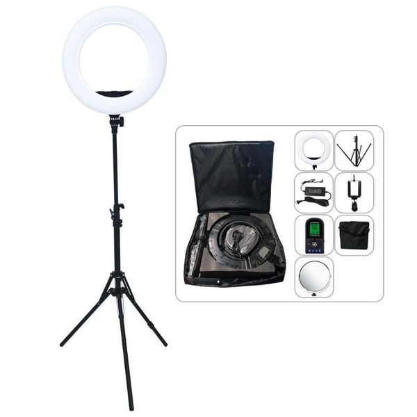 

yidoblo qs-480eii pography selfie video ring lamp kit 18\" led light bi-color remote control adjustable flash heads