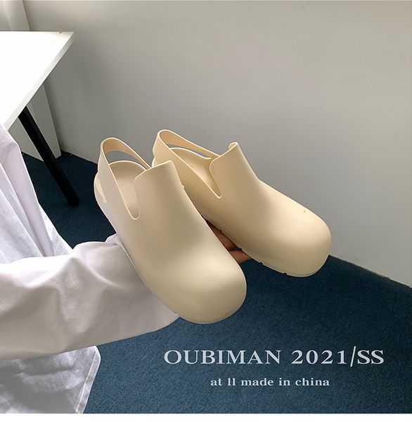 

sandals summer light beach slippers 2021 brown waterproof women round toe green beige slingback flat shoes woman sandalias mujer 5, Black