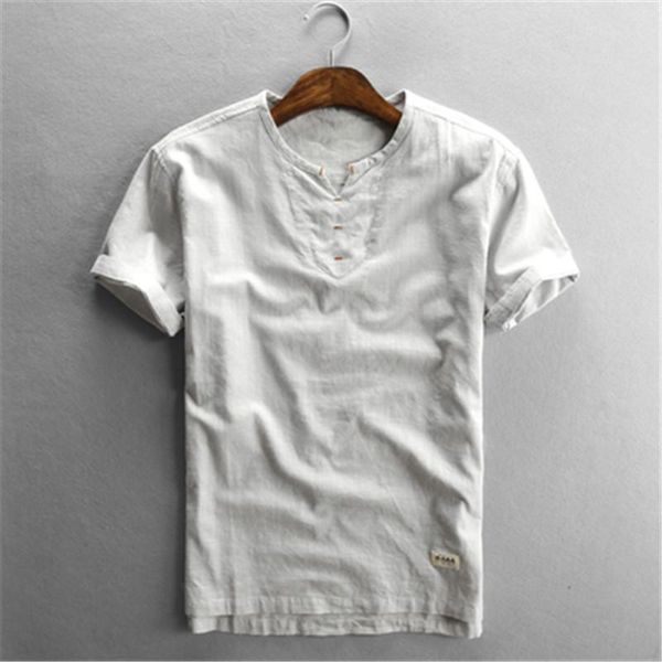 

men's casual shirts men shirt cotton linen short sleeve pullover male loose solid color fashion patchwork vintage 4xl 5xl rm50187, White;black