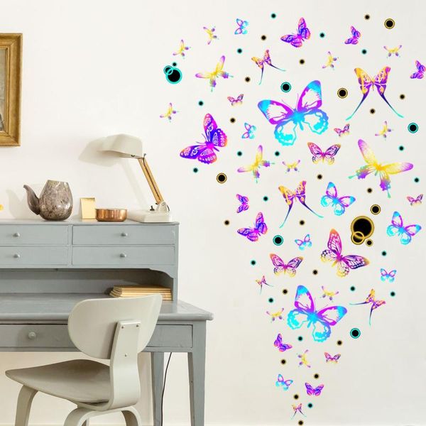 

wall stickers colorful butterfly bubble decoration girls children's room bedroom beautification home