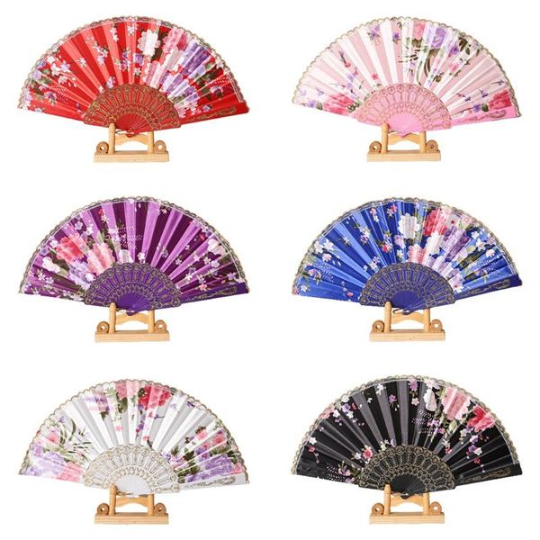 

other home decor chinese style hand held folding dance fan wedding party lace silk flower high quality