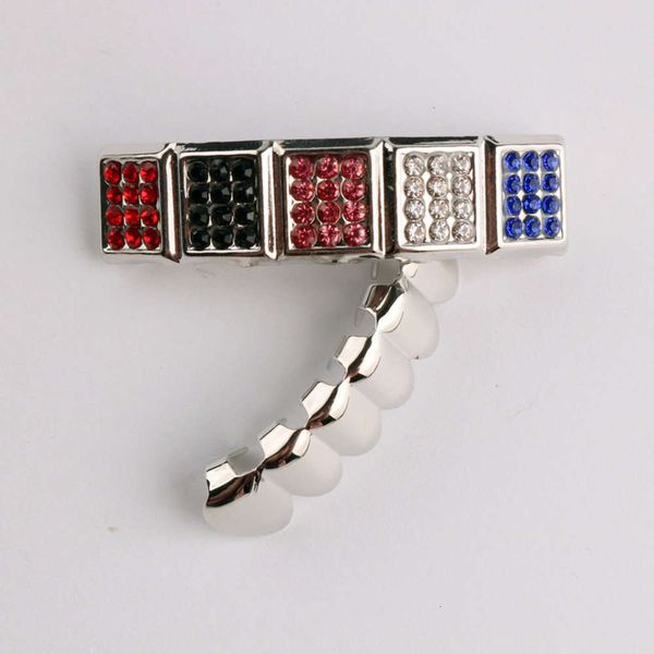 

new hip hop decorative braces silver plated lattice teeth