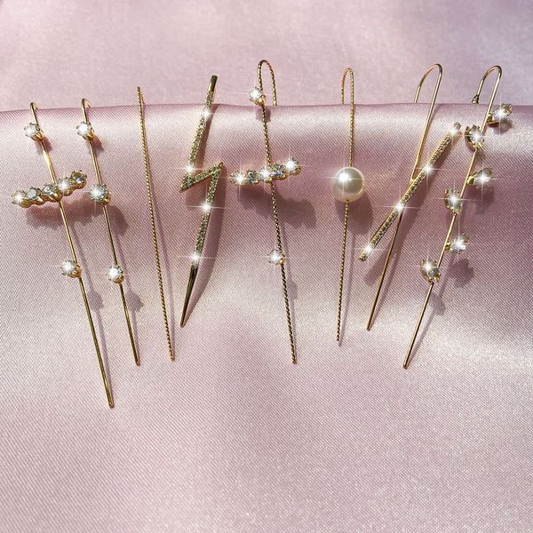 

style inlaid earrings fashion simple leaves lightning auricle personalized