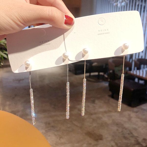 

dangle & chandelier round tube snake bone colorful rhinestone golden silver plated white simulated pearl women earrings drop