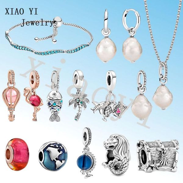 

other 2021 925 11 summer ocean series treasure box blue earth coconut fish air balloon charm gift jewelry