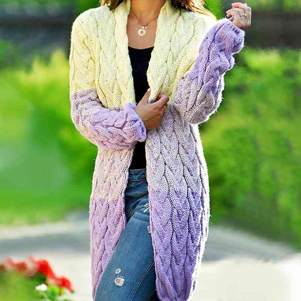 

autumn and winter 2021 new women's cardigan loose twist knit sweater, White;black