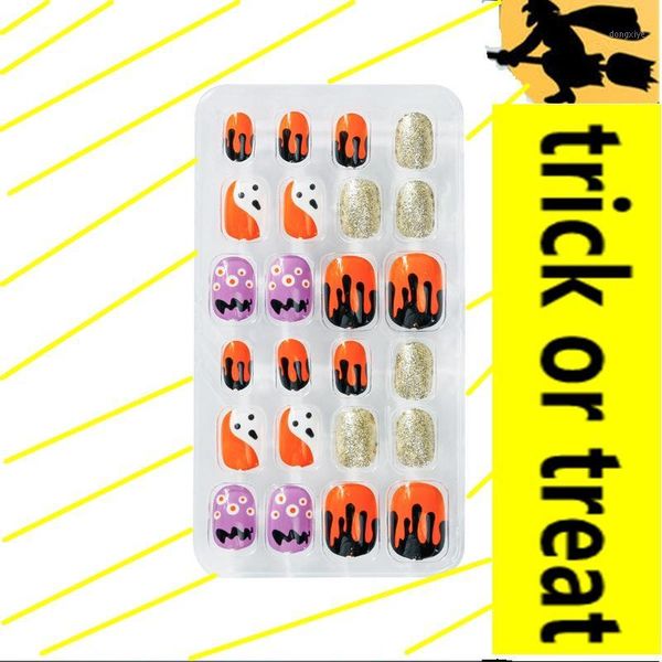 

false nail cartoon halloween sticker makeup toy uv gel acrylic full cover child girl baby fashion diy cosmetics gift1, Red;gold