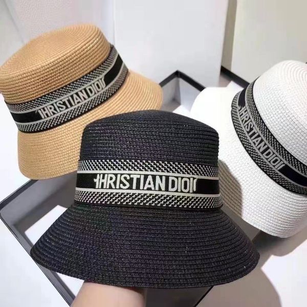 

factory wholesale 50% off new home ribbon straw hat beach holiday sun protection isolation outdoor leisure beach hat, Blue;gray