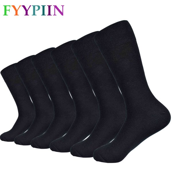 

black solid color combed long autumn and winter casual dress men's socks