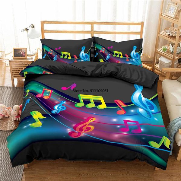 

bedding sets home textile piano music note pattern 3d set for bedroom decor 2/3pcs adults duvet cover pillowcase twin  king size