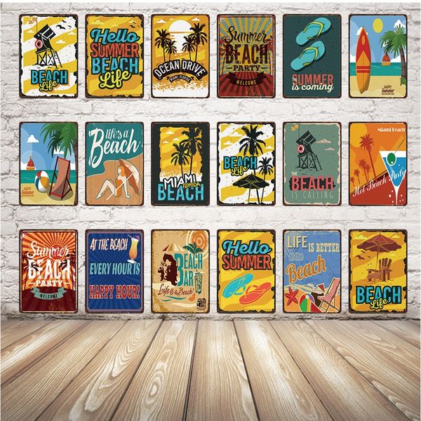 

beach metal sign tin poster home decor bar wall art painting 20*30 cm size dy36