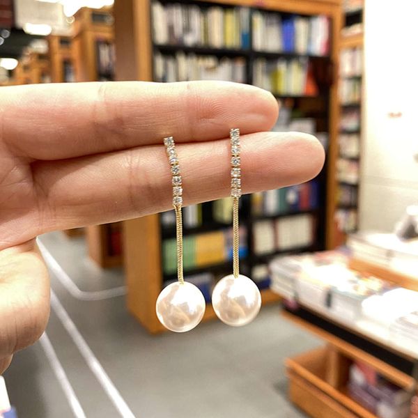 

exquisite fine pearl tassel earrings exquisite cool style simple temperament