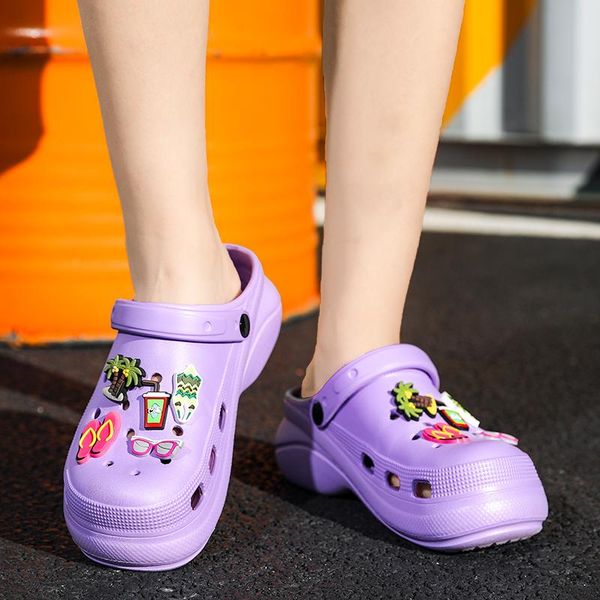 

sandals woman 2021 summer thick platform bathroom home slippers fashion soft sole eva slides non-slip flip flops, Black