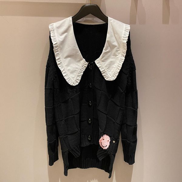 

sweaters single breasted knit cardigans women peter pan collar female casual sweaters coat, White;black