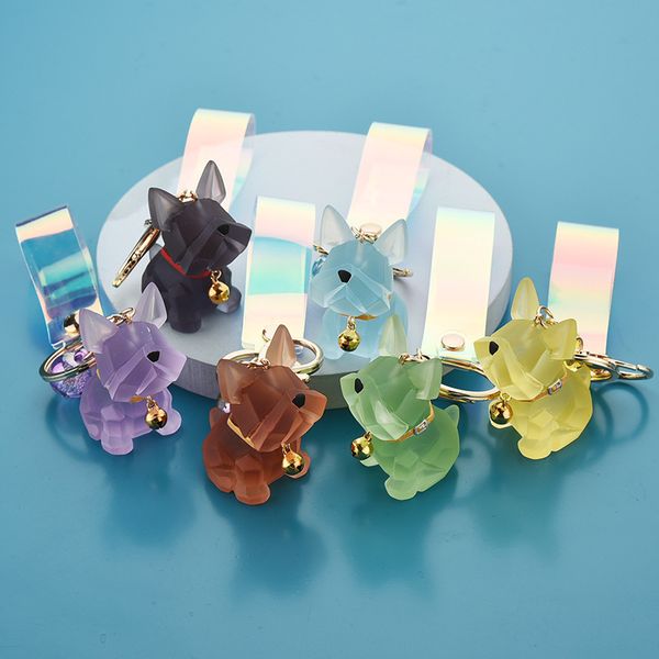 

new acrylic faceted dog keychain creative men's and women's bag keychain ring a1, Silver