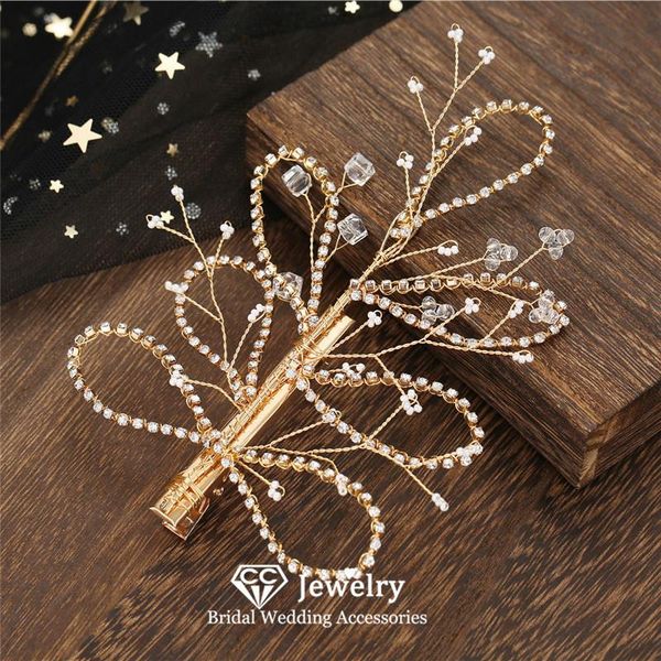 

hair clips & barrettes hairgrips wedding accessories for women engagement ornaments bridesmaids hairwear crystal hairpins gold color gift, Golden;silver