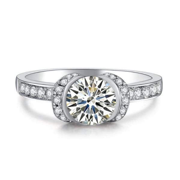 

cluster rings marry me jewelry propose ring women 1ct synthetic nscd 925 sterling silver anniversary white gold cover, Golden;silver