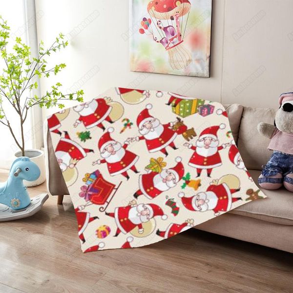 

blankets cartoon santa claus printed blanket christmas throw home decor for beds sherpa fluffy bed spread picnic