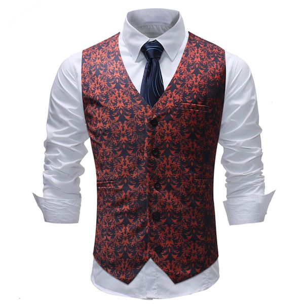 

fashion vest 2021 autumn and winter floral print single breasted v-neck men's casual, Black;white