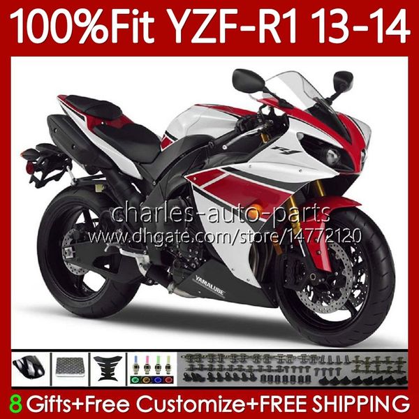 100% fit oem carroçaria para yamaha yzf-r1 yzf1000 yzf r 1 1000cc 13-14 moto corpo 94No.33 yzf r1 1000 cc yzfr1 13 14 yzf-1000 2013 2014 injeção de molde de carenagem branco blk vermelho