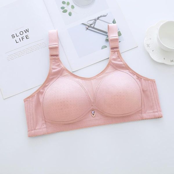 

bras underwear womens adjustable full cup no steel ring cotton breathable comfortable front zipper lace bra, Red;black