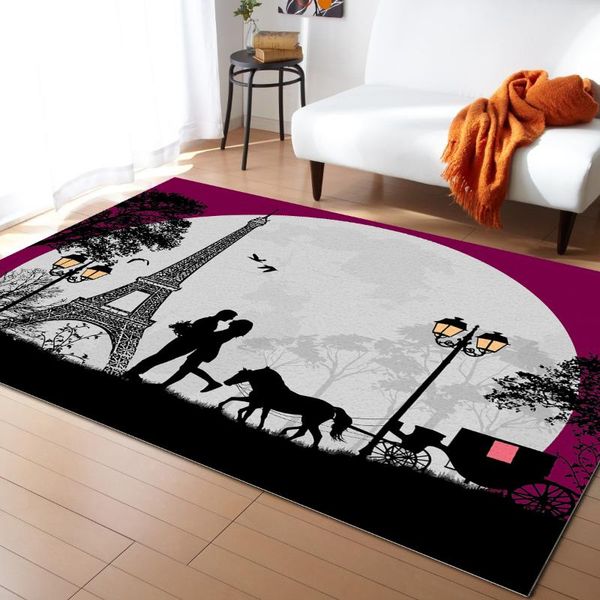 

carpets eiffel tower and lover romantic for living room home bedroom girl bedside blanket modern under bed mat