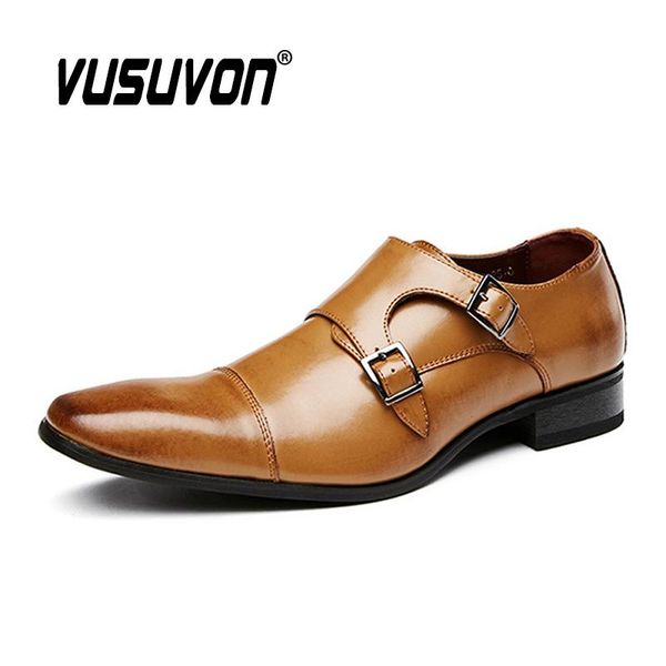 

dress shoes classic men 2021 fashion breathable genuine leather formal business double monk strap casual, Black