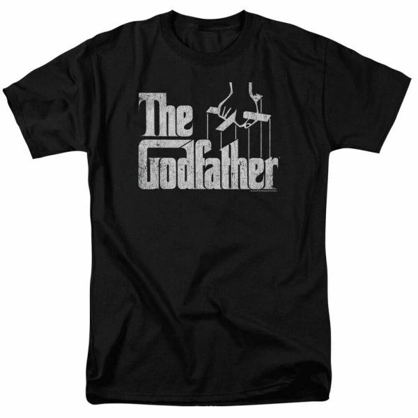 

the godfather logo t shirt mens licensed classic gangster movie tee black, White;black