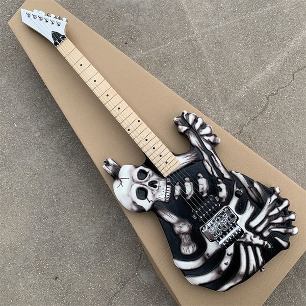 

custom skull bones carved body electric guitar