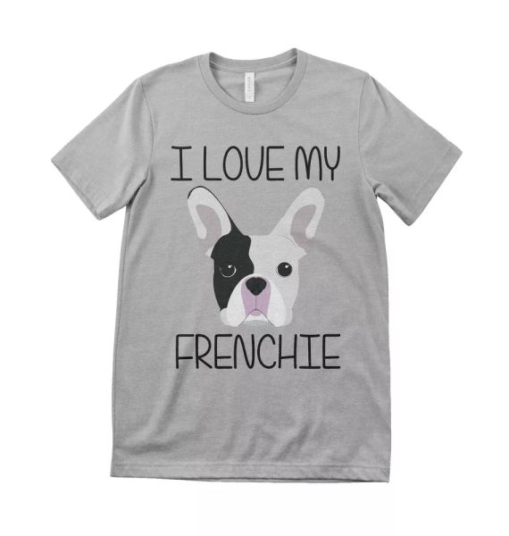 

I Love My French Bulldog Unisex Dog Lover T shirt All Sizes Grey & White, White;black