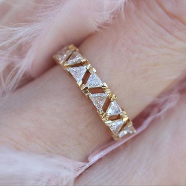 

wedding rings rhinestone copper female engagement rose gold color cubic zirconia midi for women ring jewelry, Slivery;golden