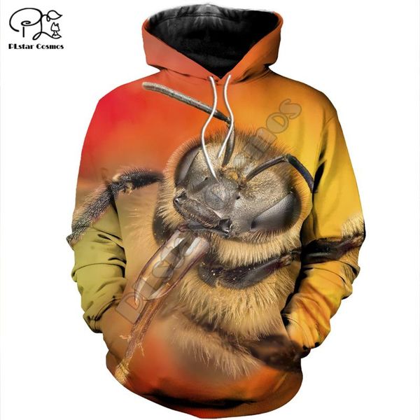 

men's hoodies & sweatshirts plstar cosmos funny animal honey bee 3d print fashion zip hooded for men/women casual streetwear b23, Black