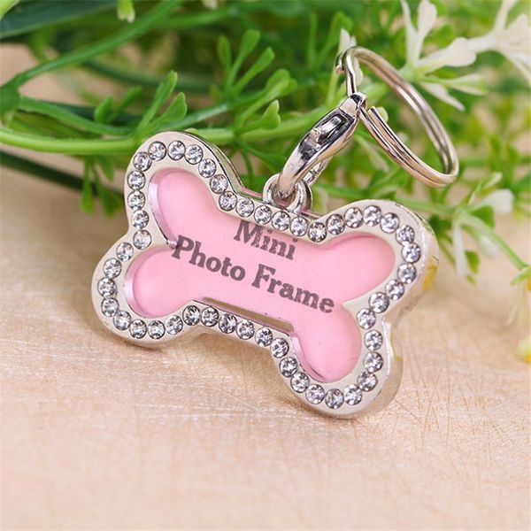 

diamond dog bone shape design stainless steel pet id tag custom necklace prevent from being lost engravable tags tag,id card