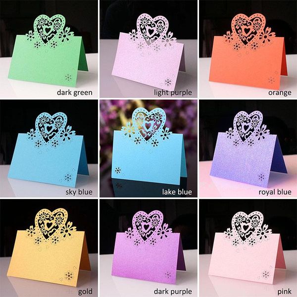 

greeting cards 10pcs love heart wedding invitations paper hollow party favors laser cut table name tag seats card