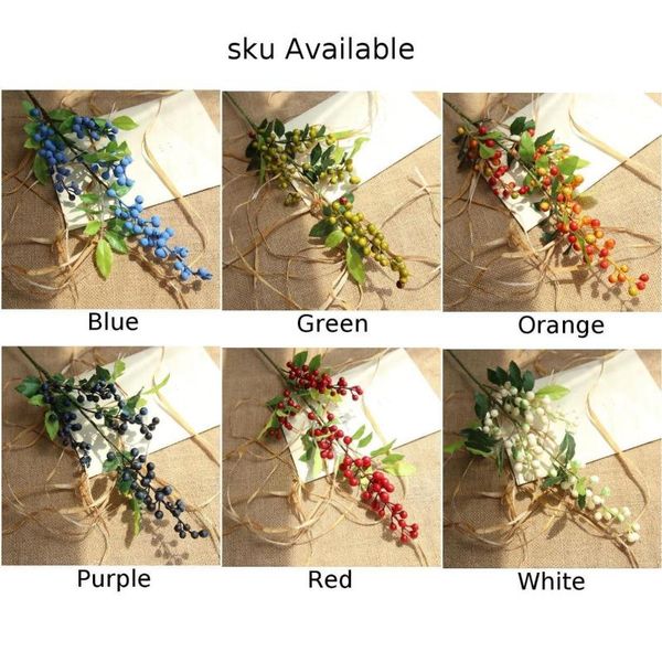 

decorative flowers & wreaths artificial red berries flower stem home gift wedding christmas decoration craft grass decor