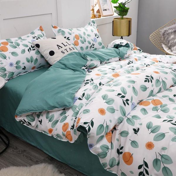 

bedding sets soft with flowers printed bed linen duvet cover flat sheet pillowcase kids  single size home textiles