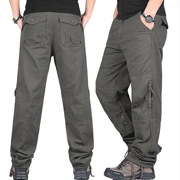 

fashion tactical cargo pants men loose baggy military trousers outdoor casual cotton cargo pants men multi pockets overalls, Black